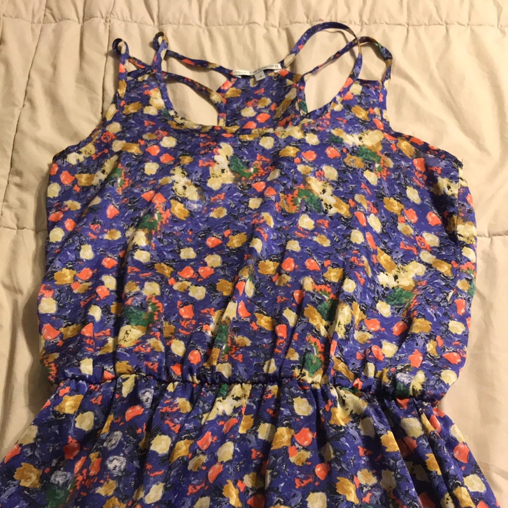 Navy blue floral print dress